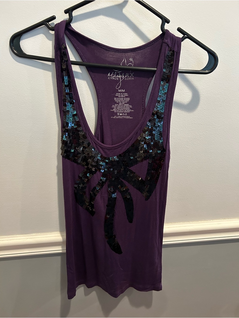 Cyrus Purple Sequin Embellished Racerback Tank